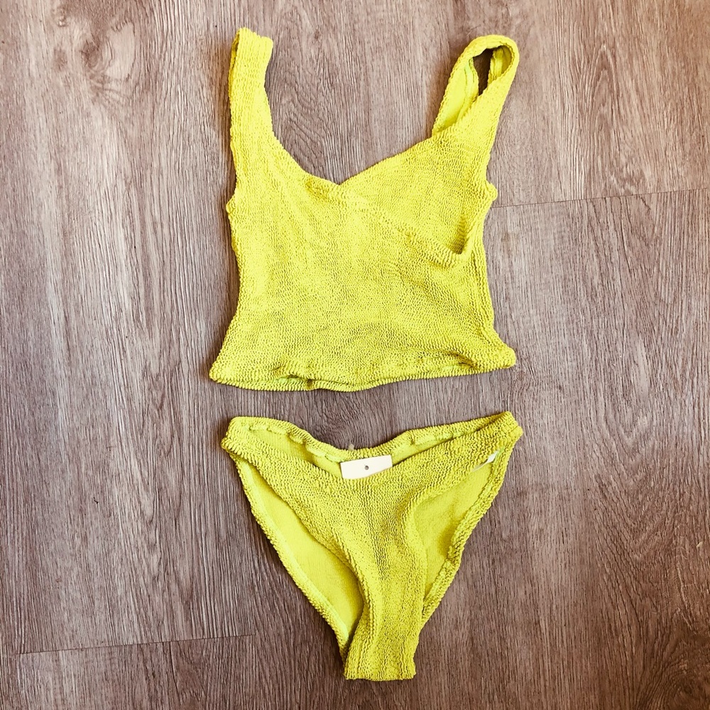 NOS Hunza G Lime Tankini Bikini Swimsuit
